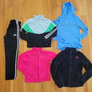 Girls size medium 10-12 clothes bundle (Adidas, Nike, and fila)
